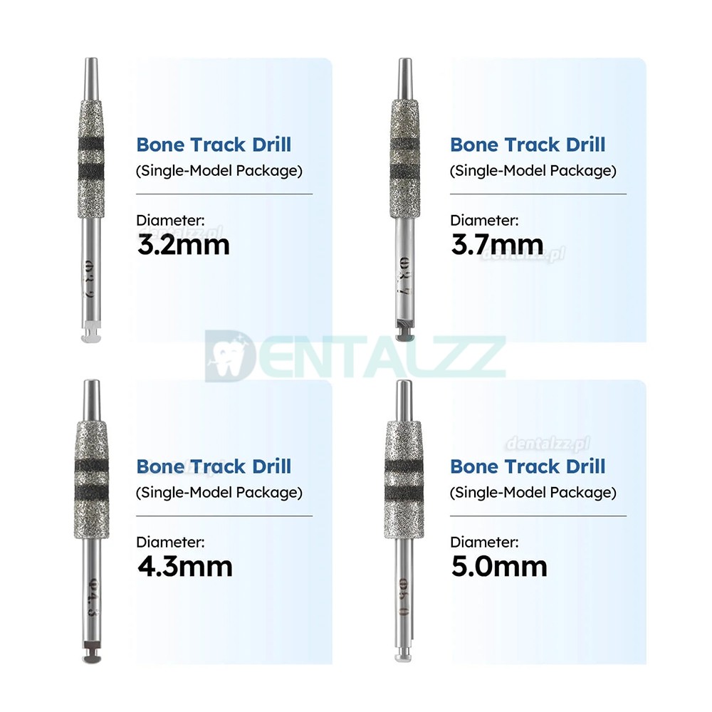 FG7604 Zestaw 4 Wierteł do Toru Kości Implantologicznych do Pozycjonowania i Korekcji Szyjki